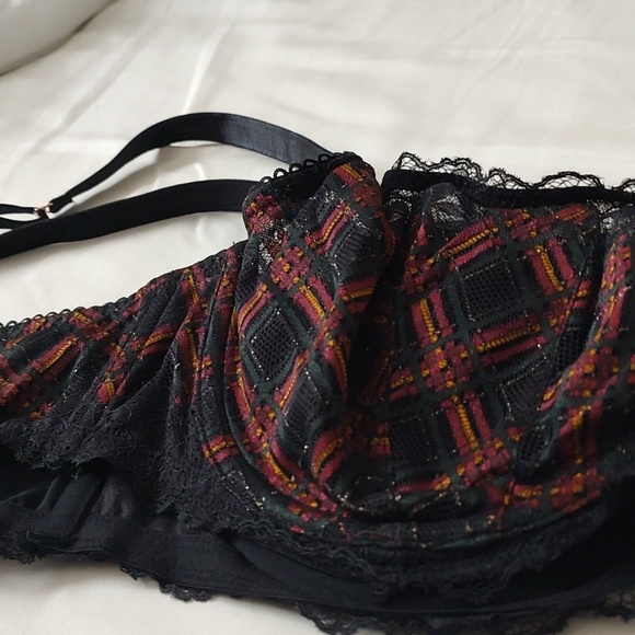 Savage X Fenty Black Caviar Sparkle Prep Unlined Balconette Bra 42D - Picture 7 of 9